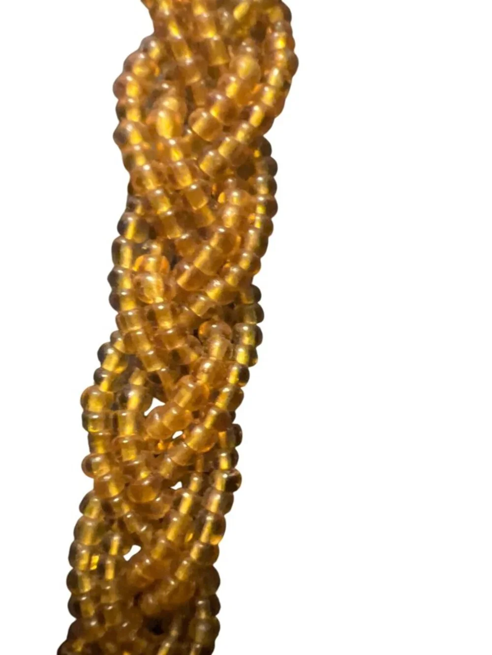 Vintage Gold Beaded Braided Necklace With Tassel Pendant  READ
